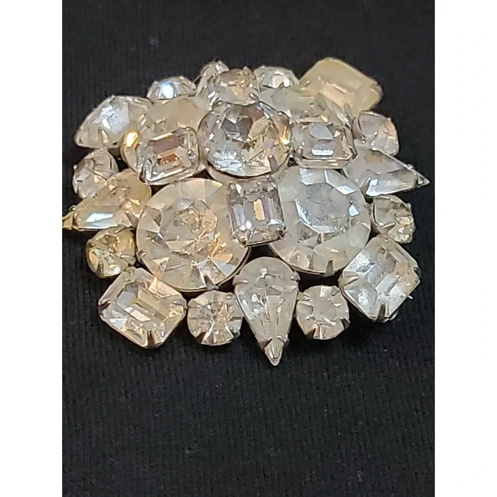 Gorgeous Vintage Aurora Borealis Rhinestone Brooch Pin Jewelry 40's 50's Square